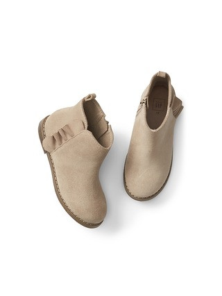 Gap Baby Ruffle Suede Booties New Sand Beige Size 10 | Gap US