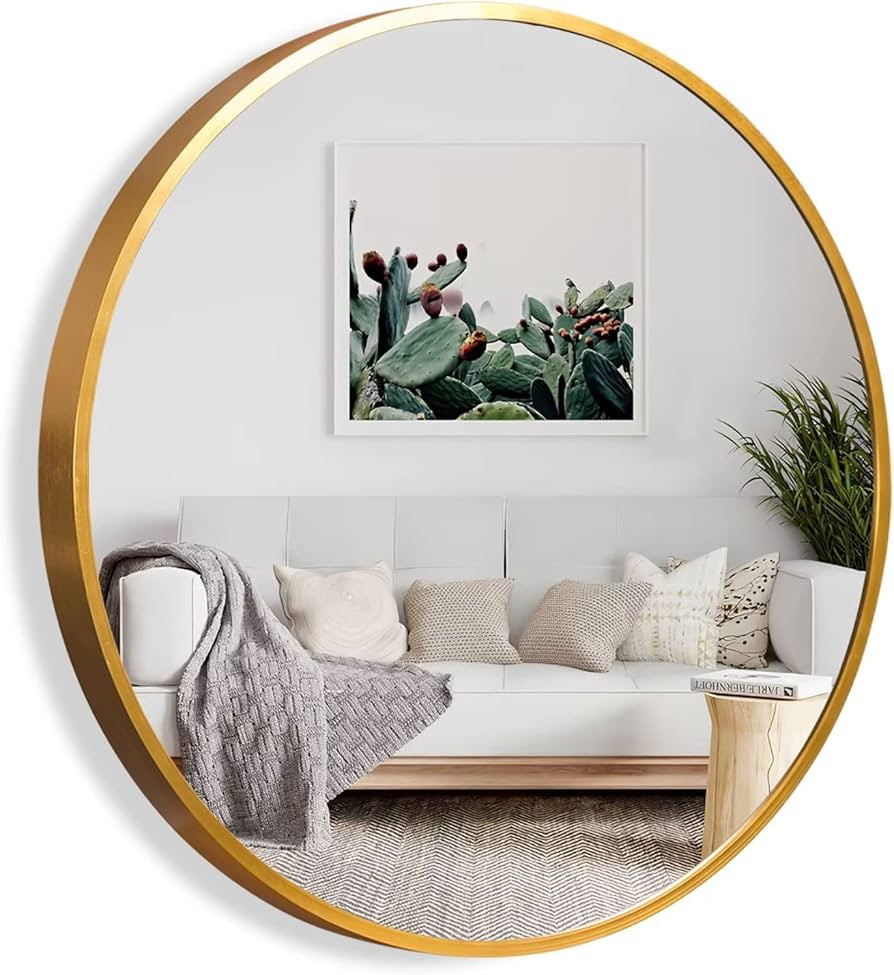 NeuType Round Mirror Circle Mirror Metal Framed Wall Mirror Large Vanity Hanging Decorative Mirro... | Amazon (CA)