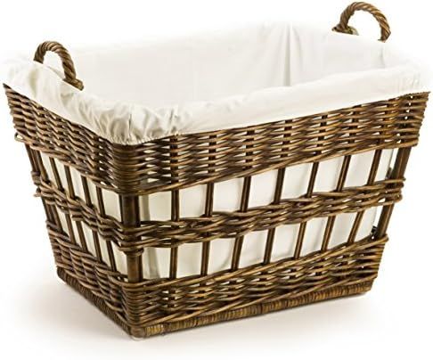 The Basket Lady Wicker French Laundry Basket, 23 in L x 18.5 in W x 18.5 in H, Antique Walnut Brown | Amazon (US)