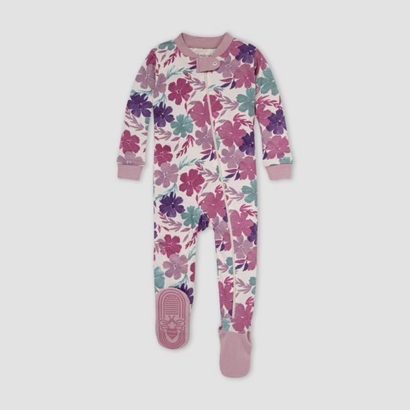Burt's Bees Baby® Baby Girls' Floral Organic Cotton Tight Fit Footed Pajama - Purple | Target