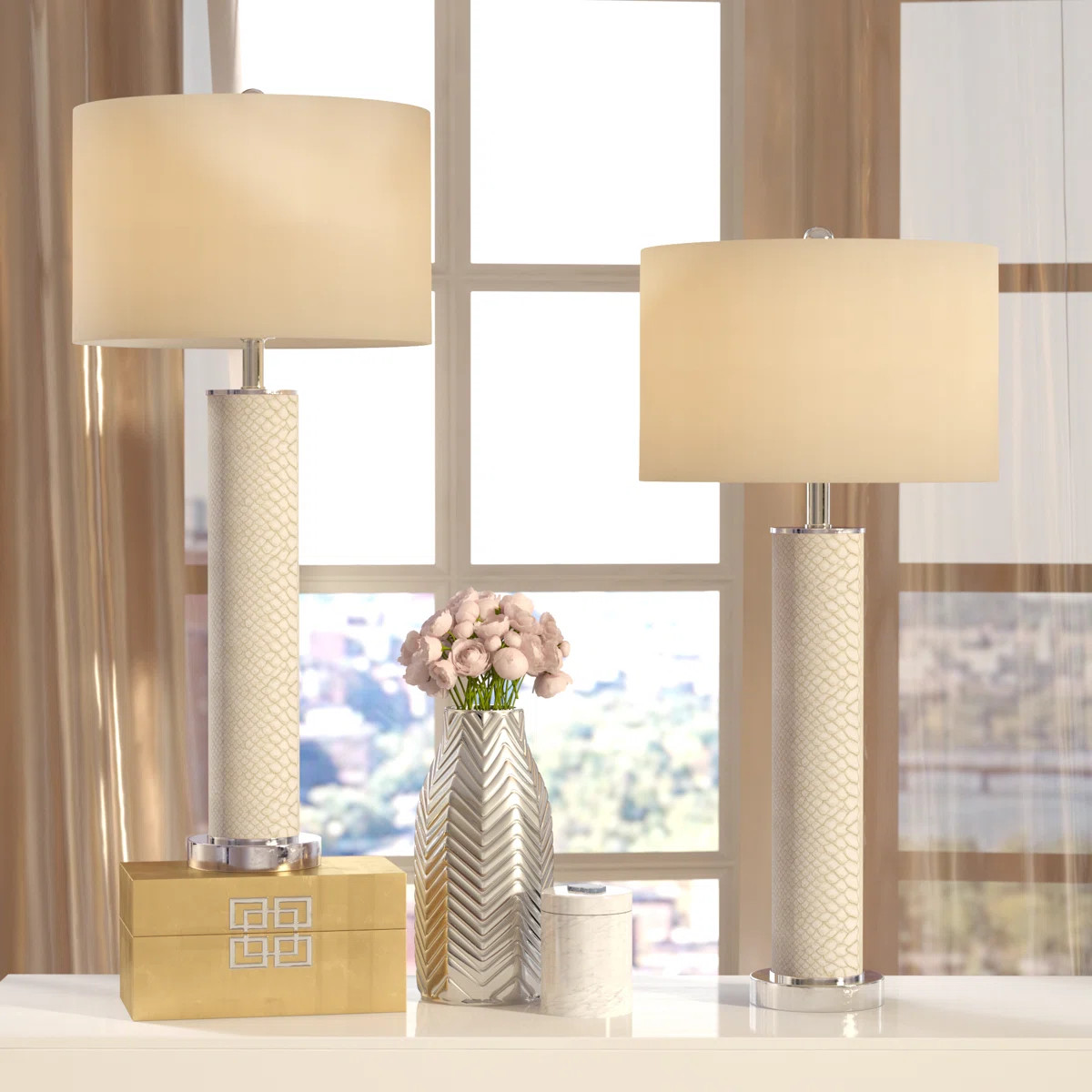 31.5" White Table Lamp Set (Set of 2) | Wayfair North America
