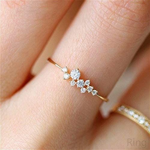 Simple 18k Gold plated Rings for Teen Girls White Studded Eternity Wedding Ring 925 Sterling Silv... | Amazon (US)