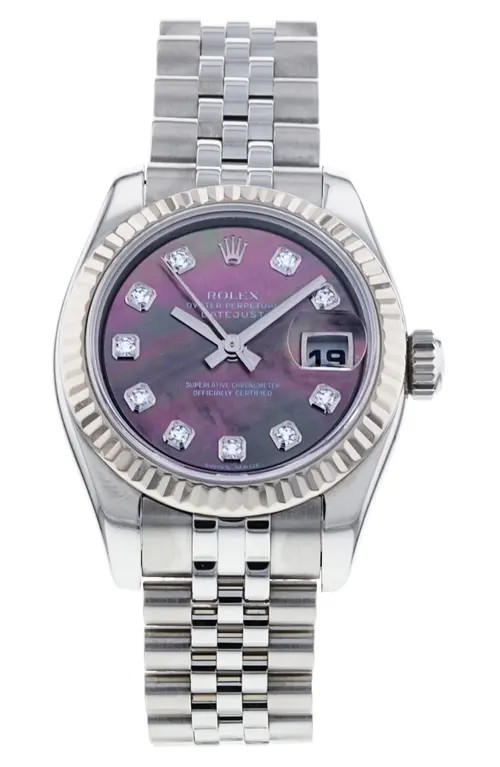 Watchfinder & Co. Rolex Preowned Lady DateJust Diamond Bracelet Watch, 26mm in Steel/White Gold at N | Nordstrom