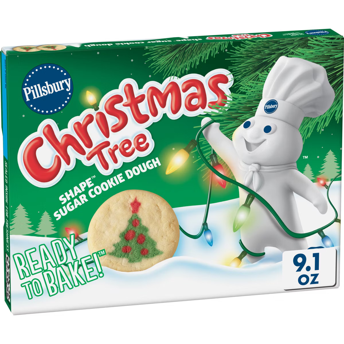Pillsbury Ready-to-Bake Christmas Tree Shape Sugar Cookie Dough - 9.1oz/20ct | Target
