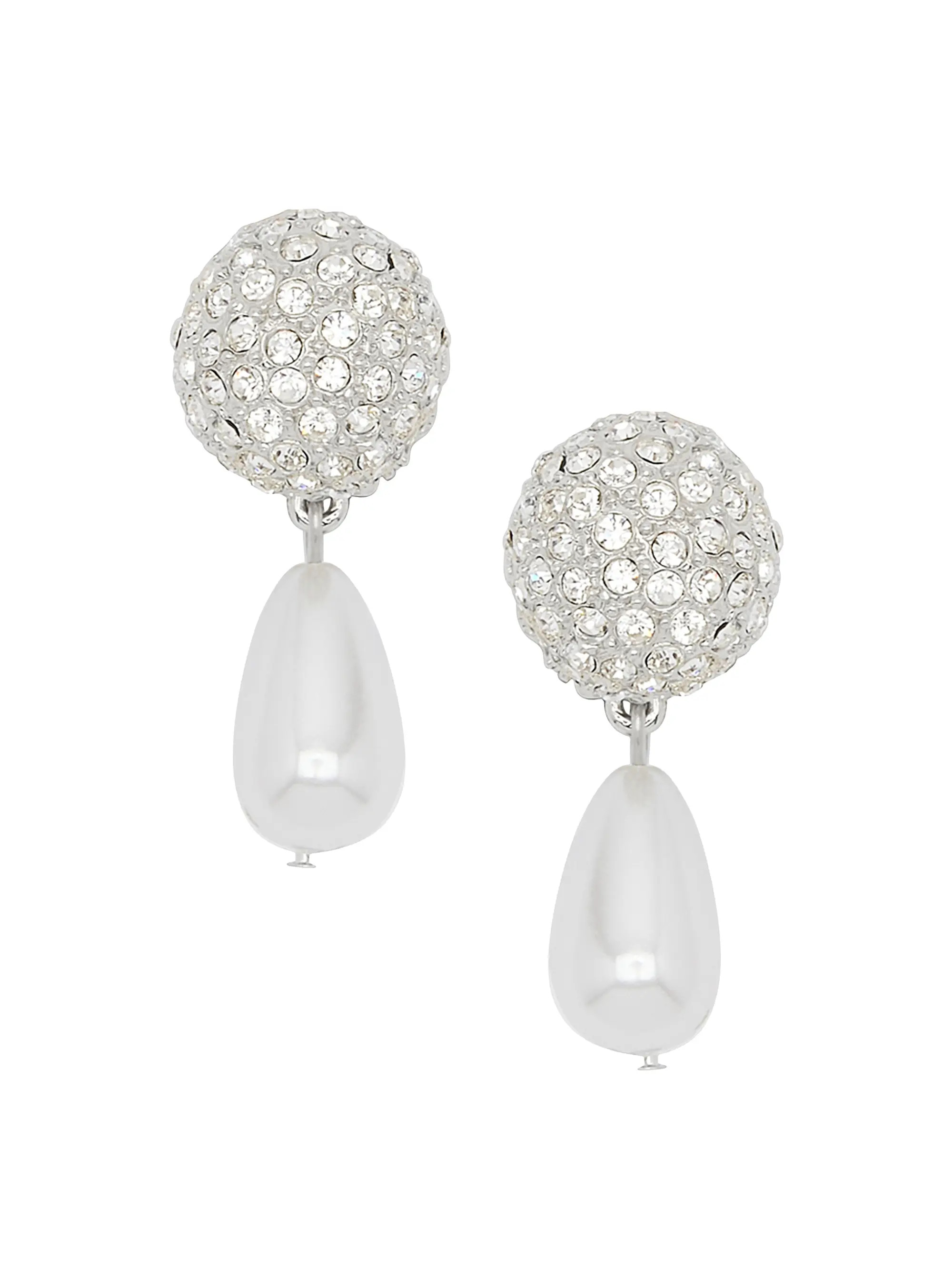 Shop Oscar de la Renta Crystal Ball Crystal Pavé &amp; Faux-Pearl Drop Earrings | Saks Fifth Ave... | Saks Fifth Avenue