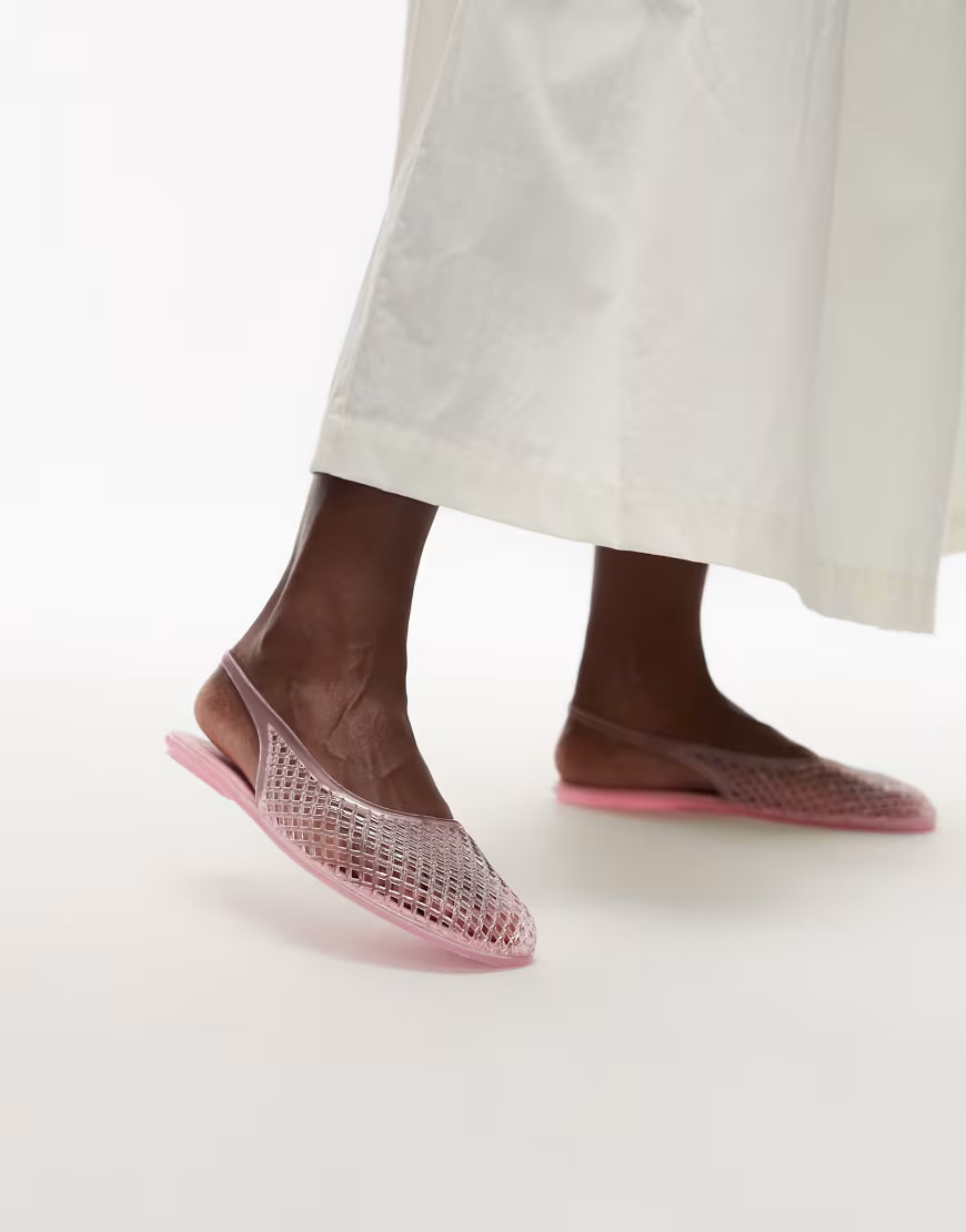 Topshop Harper jelly slingback ballet flats in pink | ASOS (Global)