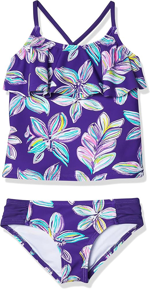Girls' Charlotte Flounce Tankini Beach Sport 2-Piece Swimsuit | Amazon (US)