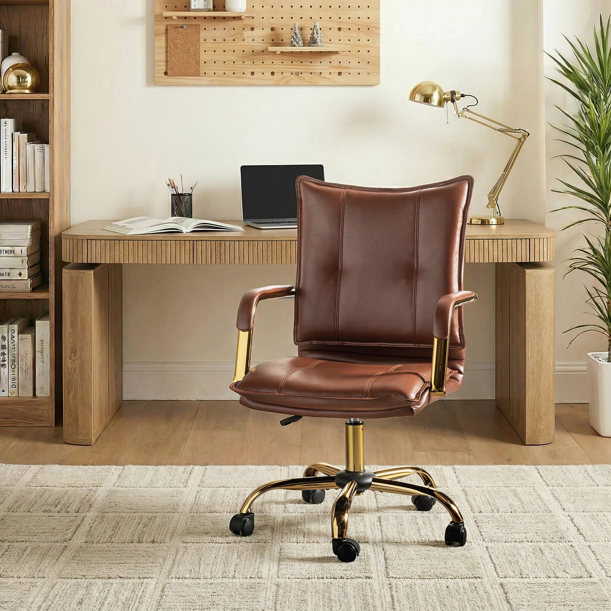 Lundgren Faux Leather Task Chair with Padded Arms | Wayfair North America