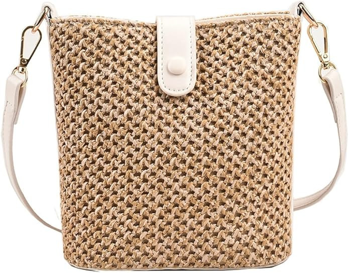 Straw Beach Bags For Women Rattan Purse Summer Straw Cross-body Bag Raffia Handbag Purses Shoulde... | Amazon (US)