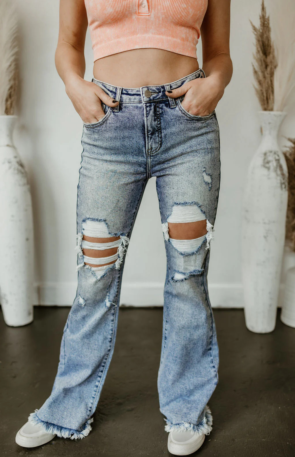 Dani Morgans Exclusive Risen Acid Wash Tummy Control High Rise Distres | Dani Morgan's Boutique
