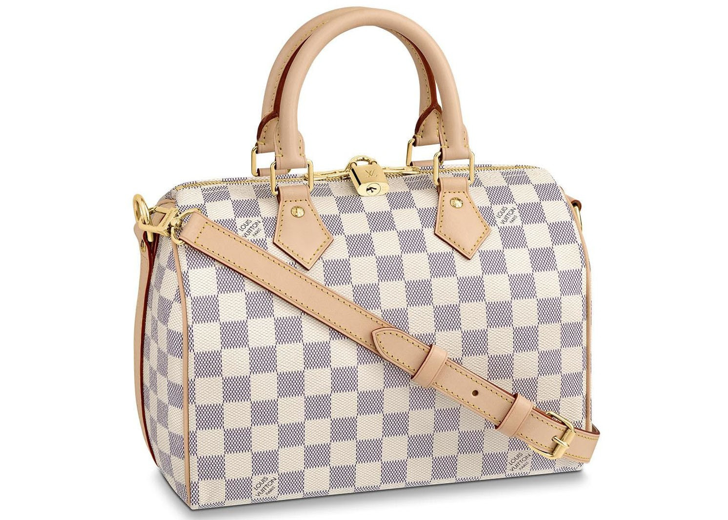 Women's Louis Vuitton Speedy Bandouliere Damier Azur 25 in White/Blue | StockX
