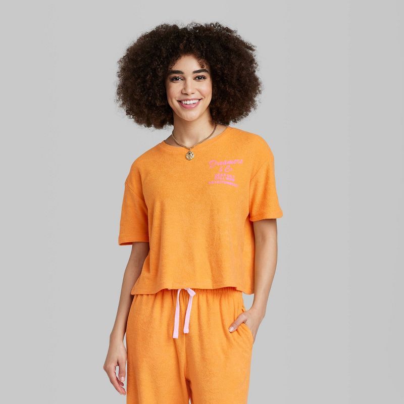 Women's Ascot + Hart Dreamers and Co. Short Sleeve Graphic T-Shirt - Orange | Target