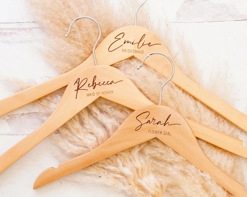Customized Bridesmaid Hangers | Personalized Wedding Hangers for Wedding Dress | Custom Name Engr... | Etsy (US)