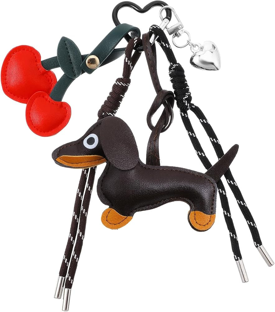 Dachshund Keychain Leather Bag Charms Dachshund Dog Shaped Keychain Keyring Cute Puppy Dog Charm ... | Amazon (US)