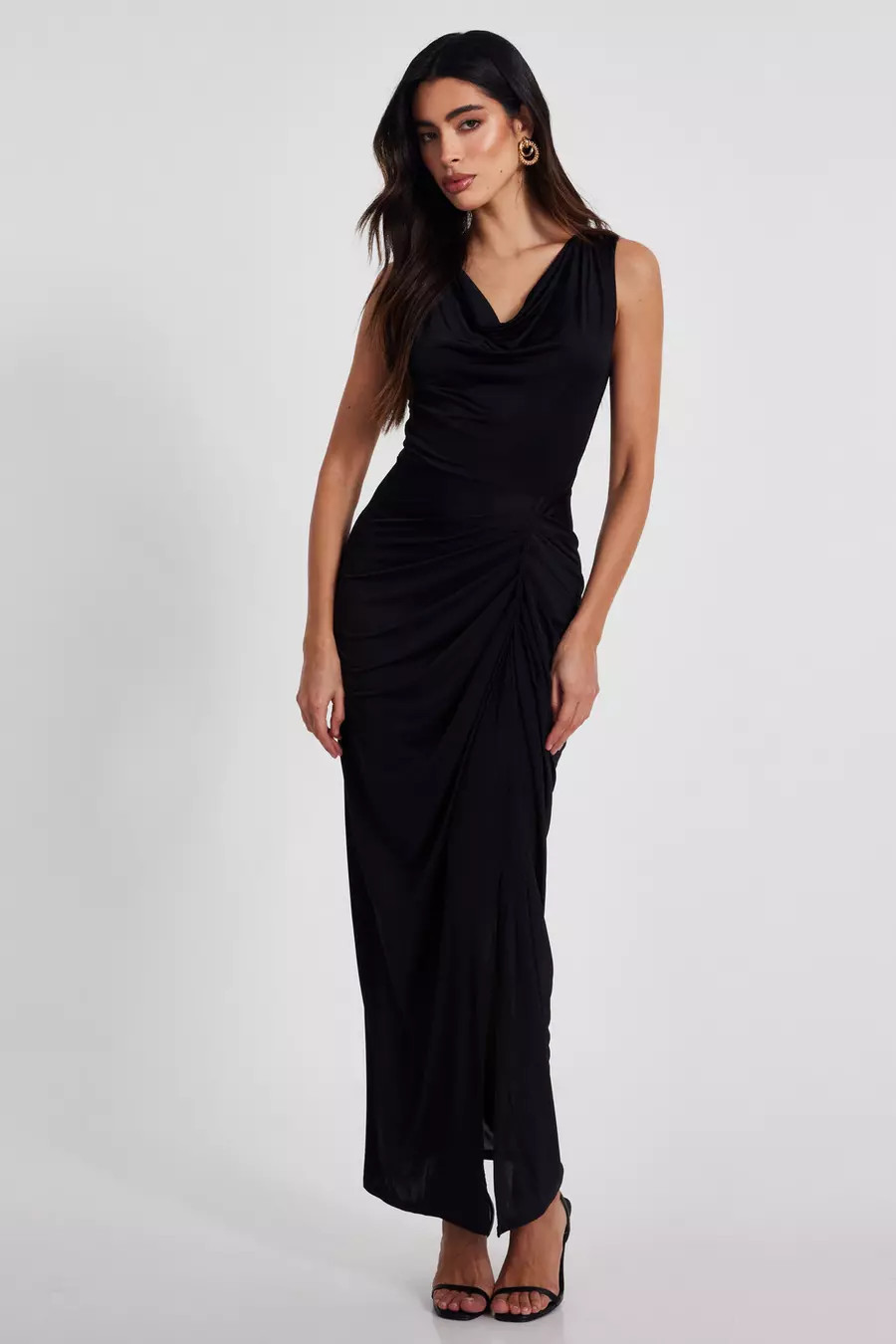 Black Cowl Neck Midaxi Dress | Quiz Clothing