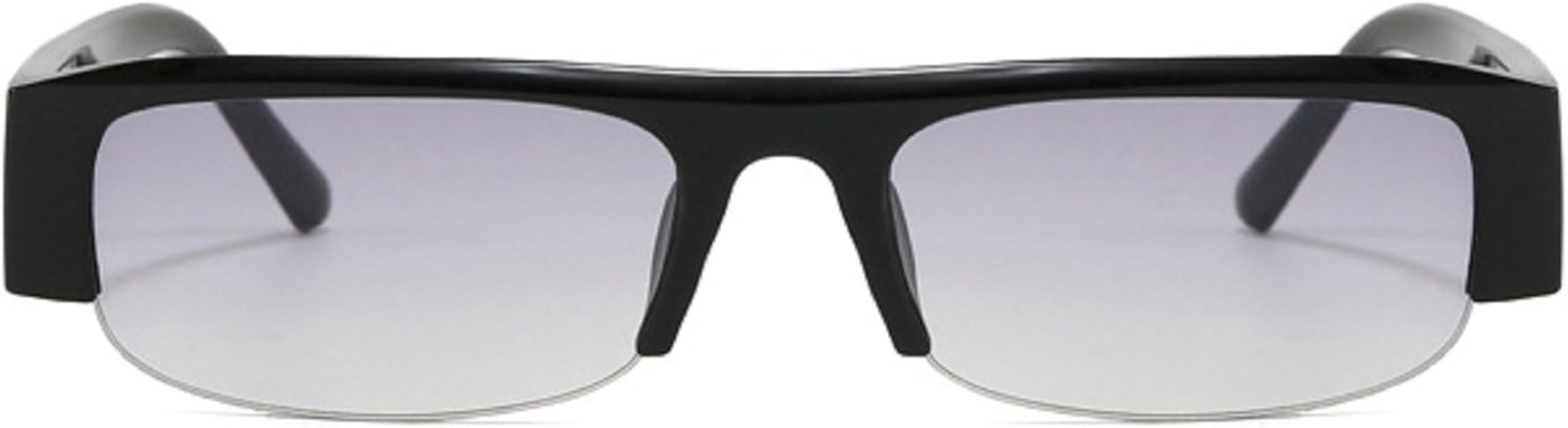 Small Rectangle 90s Y2K Women Sunglasses Vintage Men Half Frame Eyewear Shades UV400 | Amazon (US)