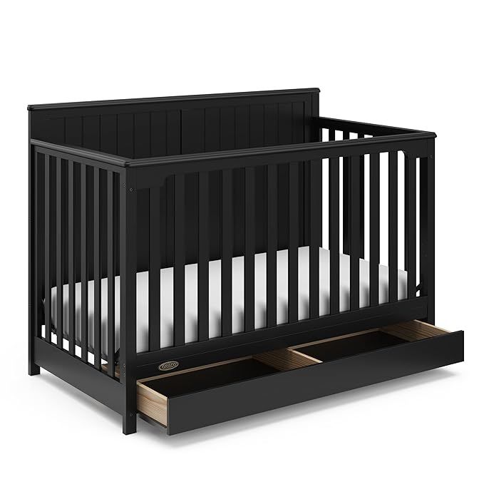 Graco Hadley 5-in-1 Convertible Crib with Drawer (Black) – Combo, Includes Full-Size Nursery St... | Amazon (US)