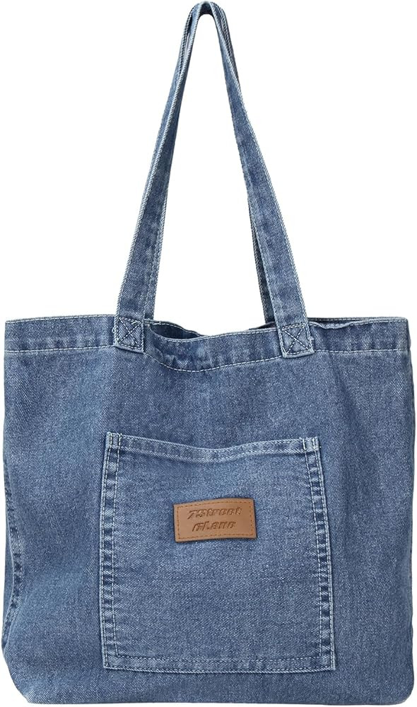 Denim Tote Bag for Women-Shoulder Handbag Perfect for Work Shopping,Hobo Bag | Amazon (US)