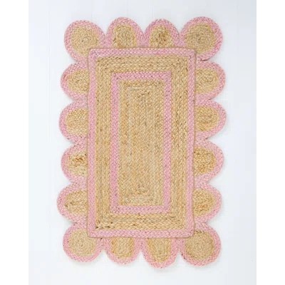 Bright Pink Scalloped Jute Rug | Wayfair North America