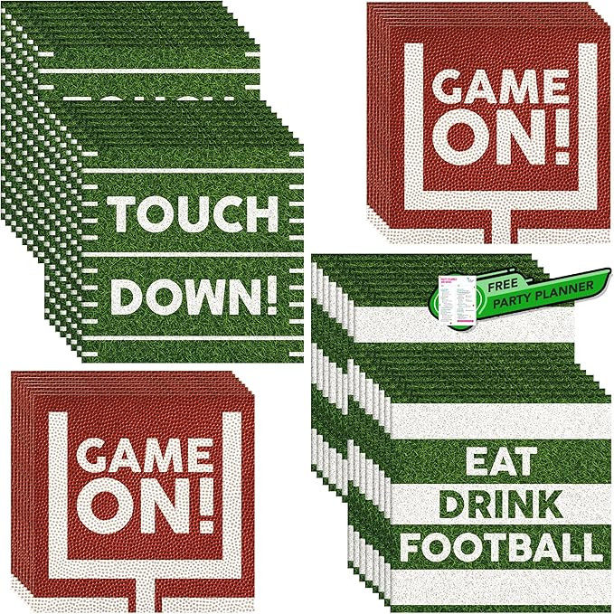 Creative Converting Football Napkins Party Bundle 48 Count - Paper Disposable Napkins (5") Bulk P... | Amazon (US)