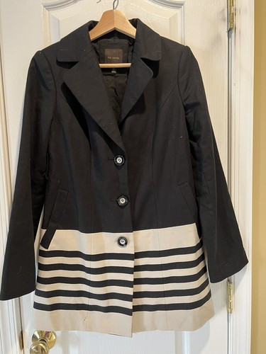 THE LIMITED WOMEN'S BLACK AND TAN STRIPED SHORT TRENCH COAT (no belt) - SIZE XS. | eBay US