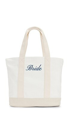 Gigi & Olive Bridal Canvas Tote Bag in Nude from Revolve.com | Revolve Clothing (Global)