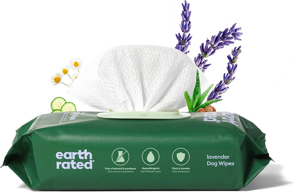 Earth Rated Dog Grooming Wipes, Hypoallergenic, Cleaning and Hydrating, for Paws, Body and Butt, ... | Amazon (US)