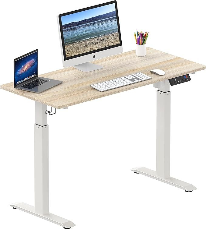 SHW Memory Preset Electric Height Adjustable Standing Desk, 48 x 24 Inches, Maple | Amazon (US)