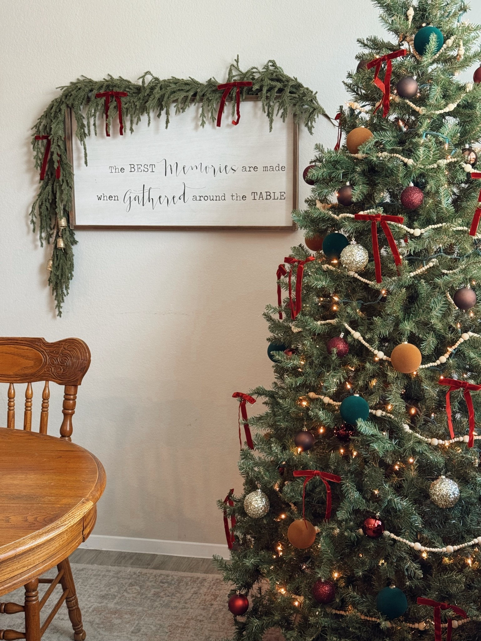 Green & Light Brown bulbs - Target 2025 
Burgundy bulbs - hobby lobby 2025 
Beads - old target 
Small Dark brown bulbs - hobby lobby 
Big gold sparkle - hobby lobby 

#LTKHoliday #LTKSeasonal