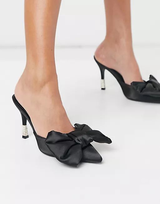 Public Desire mules with bow detail in black | ASOS (Global)