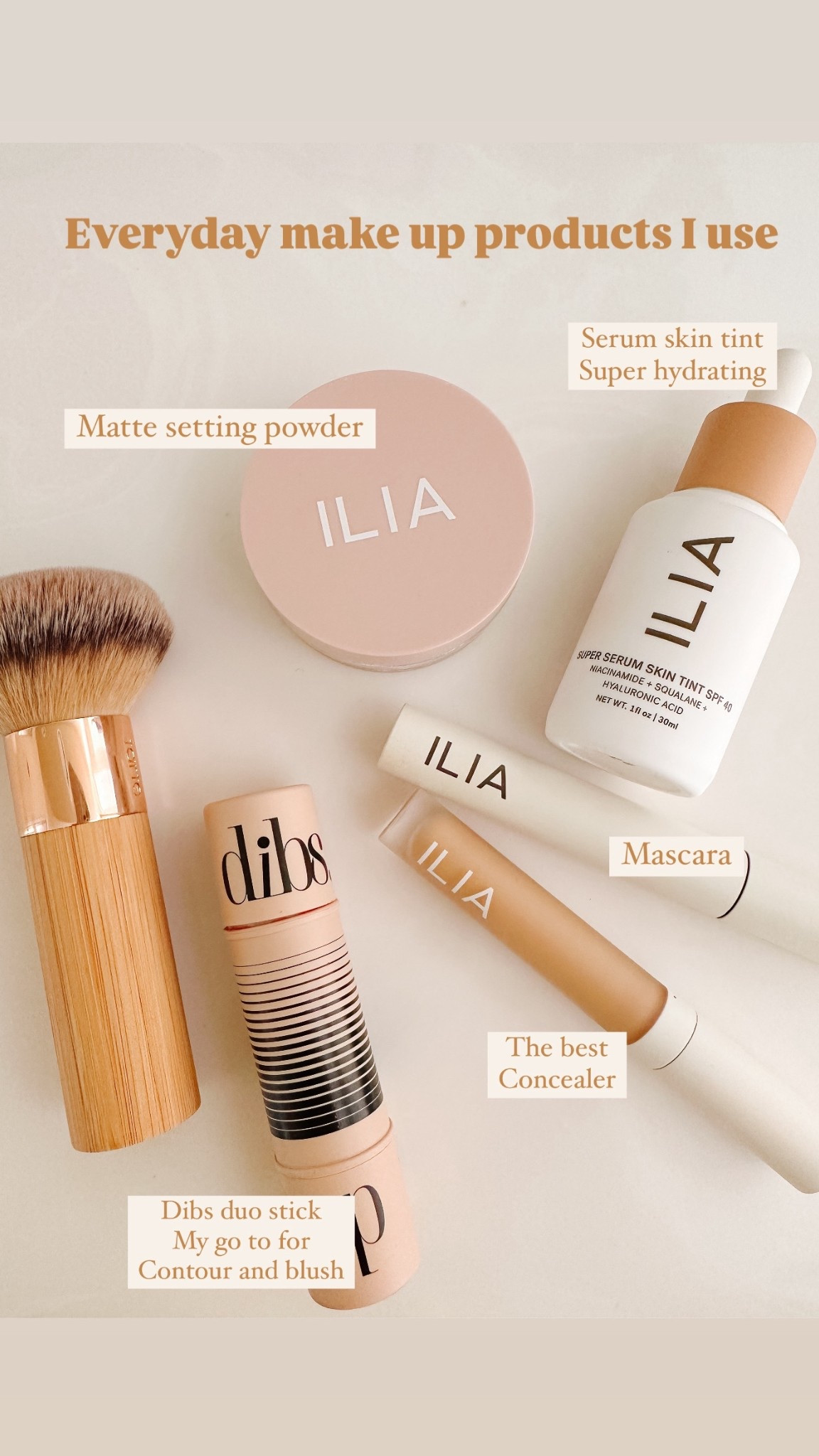 Everyday make up I use 

Makeup, simple makeup routine, clean makeup products  ilia make up, dibs makeup, beauty products, 

#LTKBeauty #LTKOver40