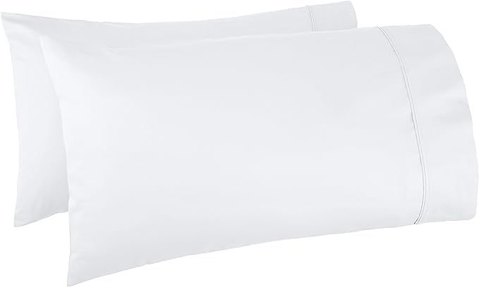 Amazon Basics 400 Thread Count Cotton Pillow Cases - King, Set of 2, White | Amazon (US)