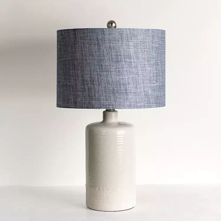 Denim Blue Shade Ribbed Table Lamp | Kirkland's Home