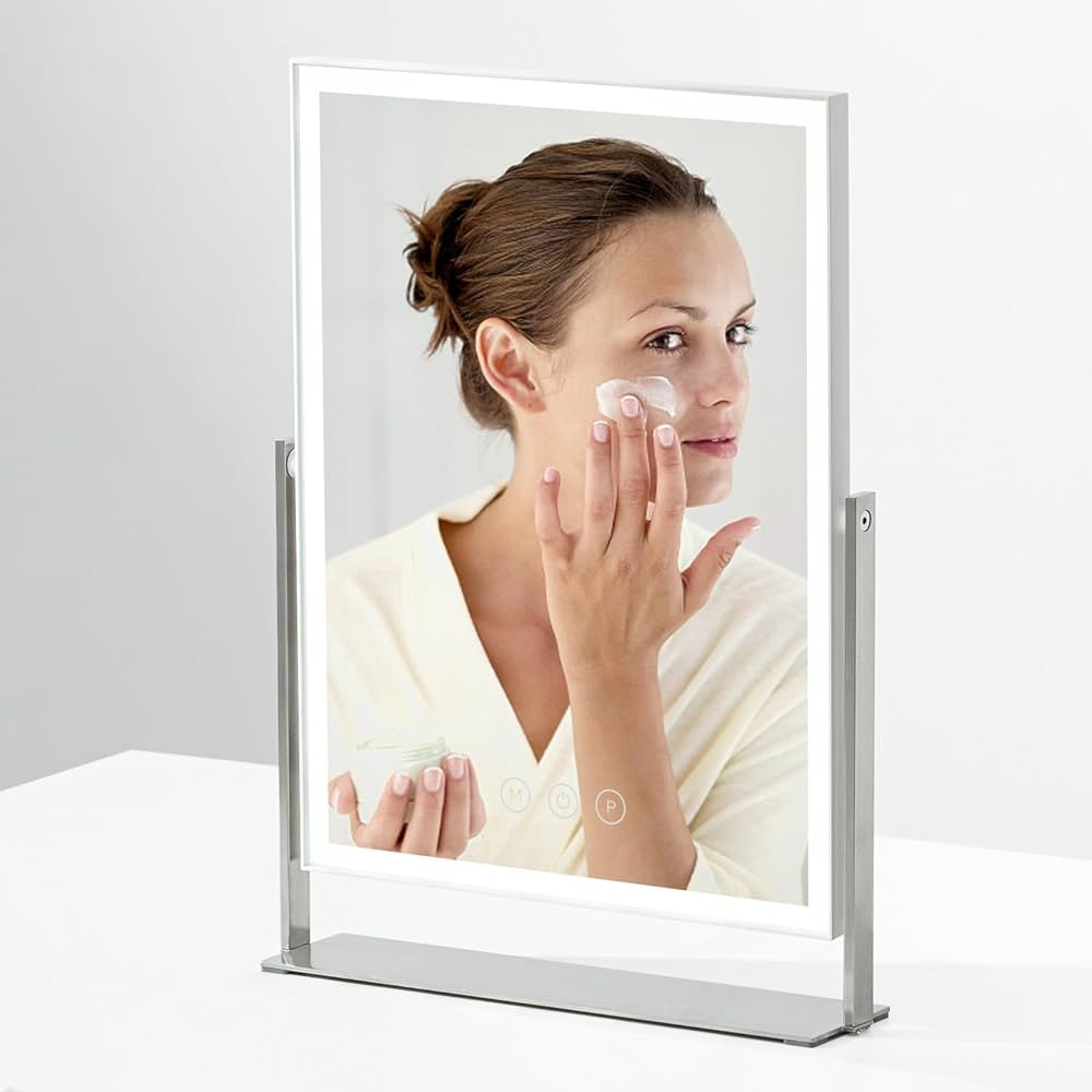 Vanity Mirror with Lights, 14 inch Makeup Mirror with 3 Color Light, Tabletop Plug in LED Mirror ... | Amazon (US)