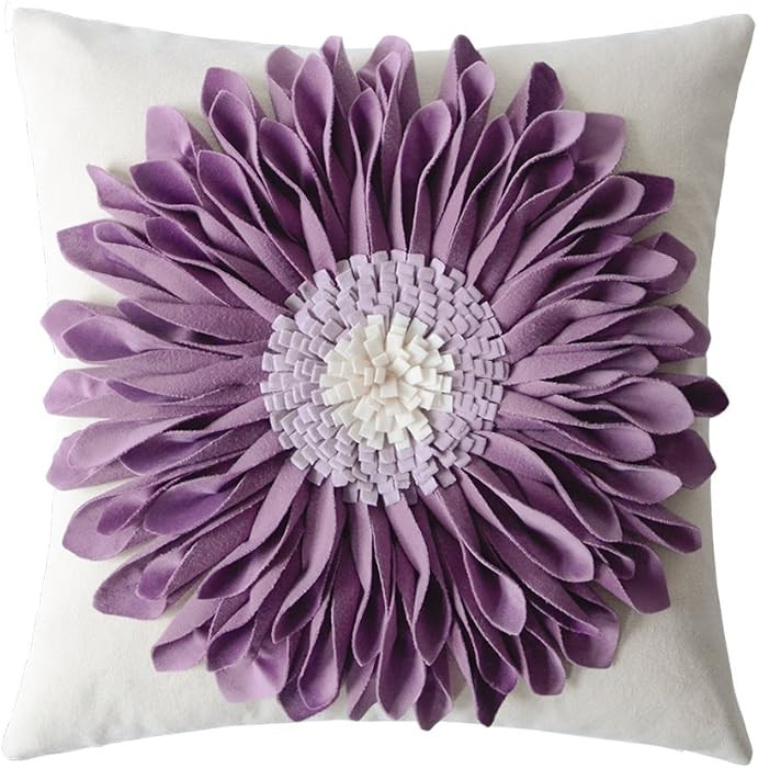 Decorative Throw Pillow Covers 18x18 Inches 3D Flower Cushion Cases Handmade Square Pillowcases f... | Amazon (US)