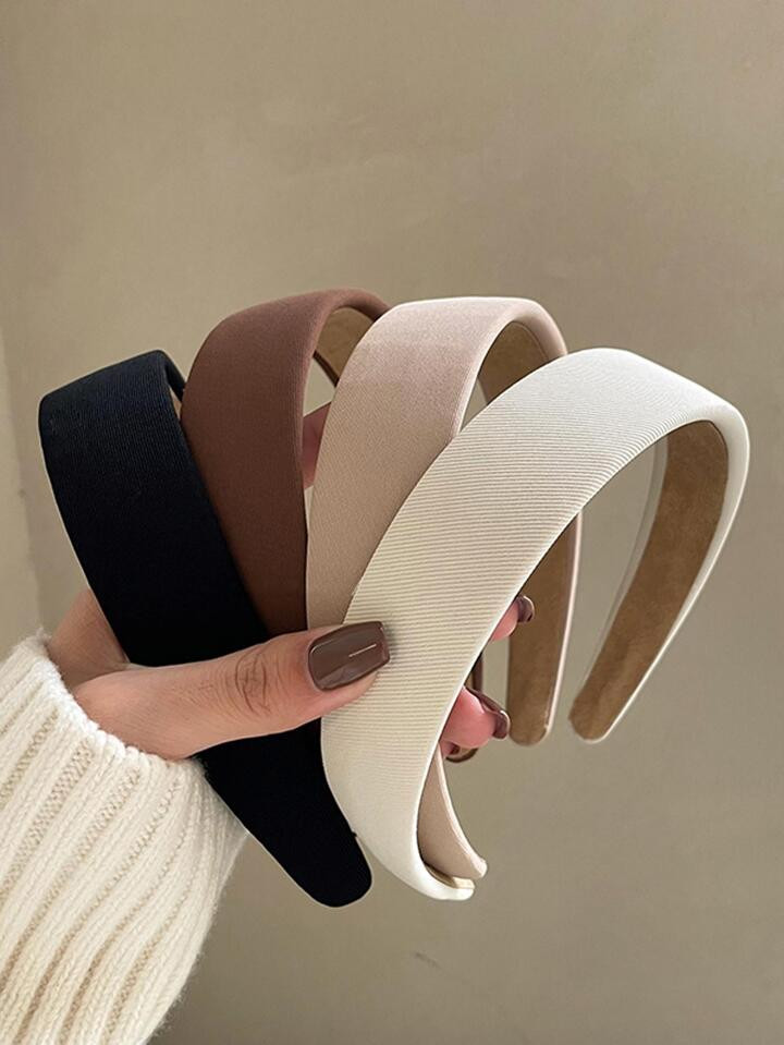 4pcs Women's Retro Elegant Solid Color High Headband Hair Accessories For Daily Wear, Face Washin... | SHEIN