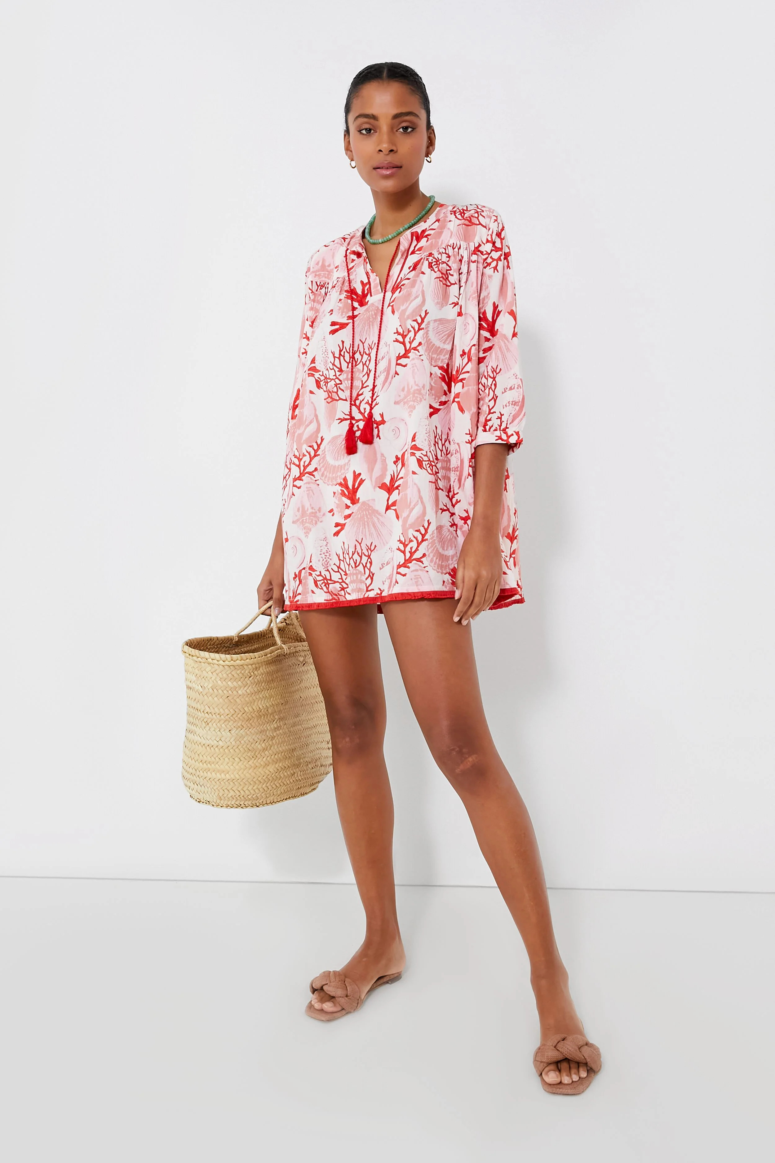 Coral Brights Tie Neck Coverup | Tuckernuck (US)