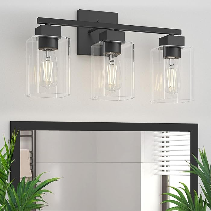 Espird Matte Black Bathroom Vanity Light 3-Light Wall Sconces Square Design | Amazon (US)