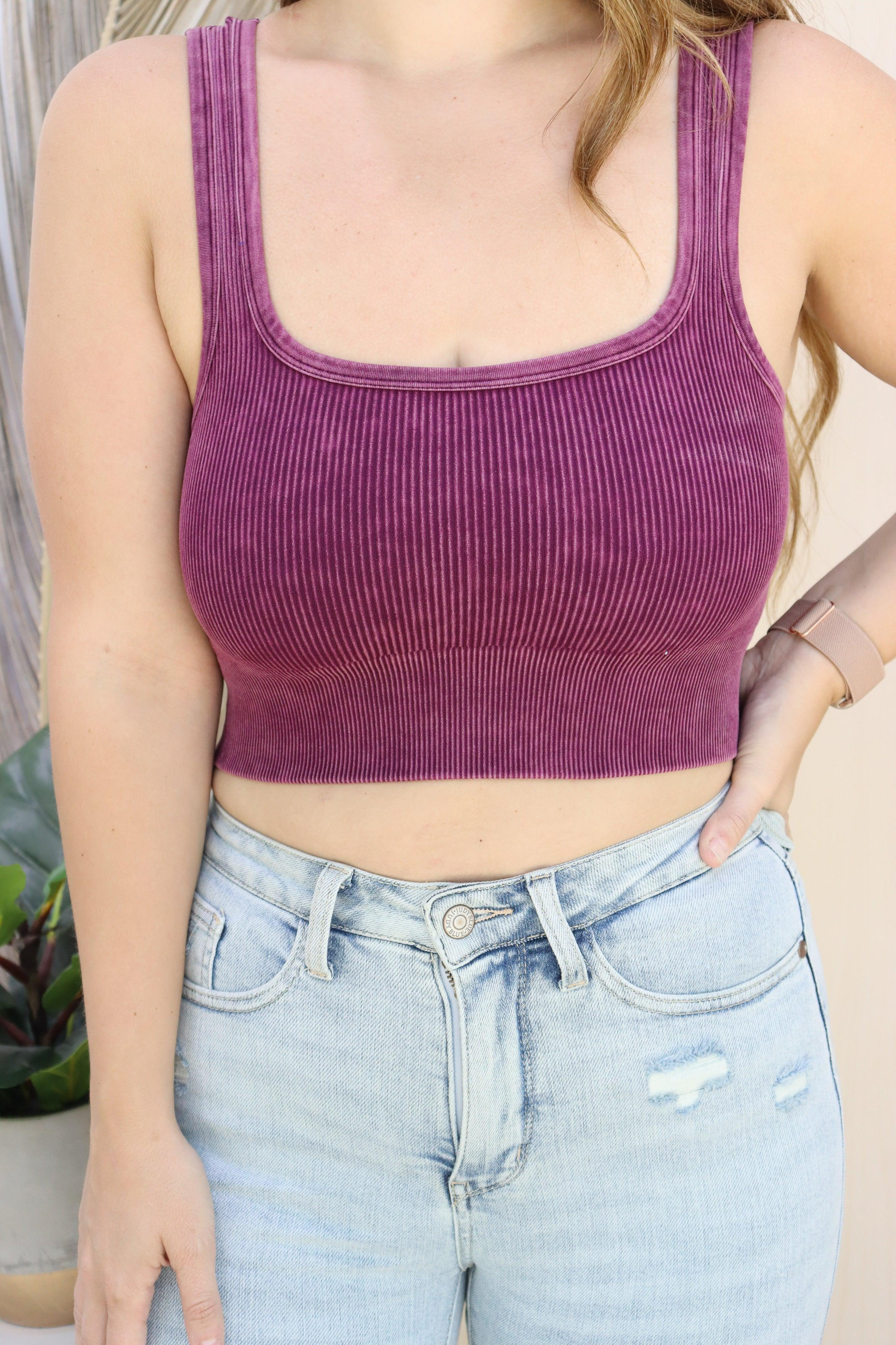 Madison Washed Ribbed Crop Top Bralette | Alexander Jane Boutique