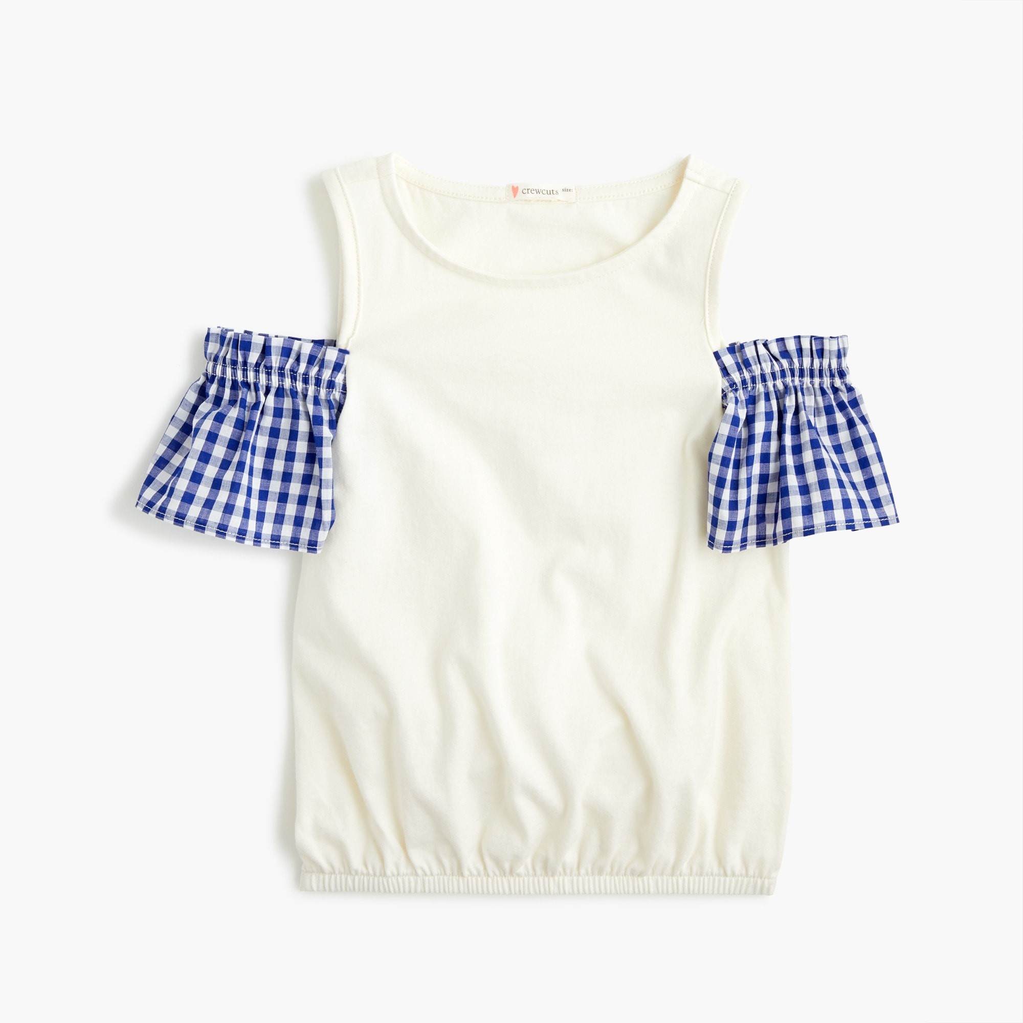 Girls' gingham peekaboo-sleeve top | J. Crew US
