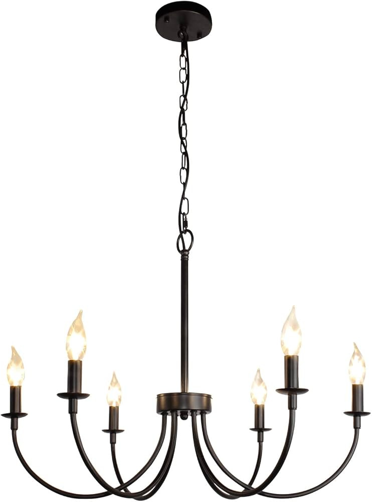 6-Light Farmhouse Chandelier, Black Chandeliers for Dining Room Lighting Fixtures Hanging, Classi... | Amazon (US)