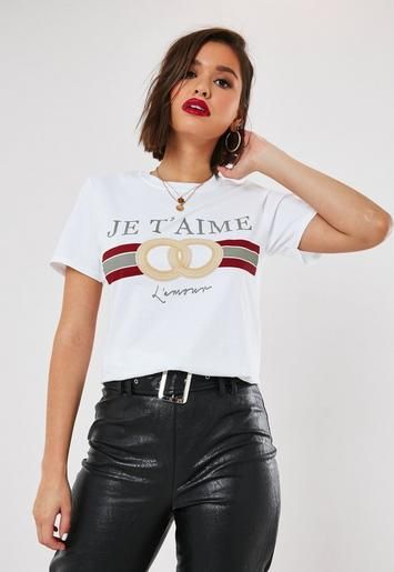 White Je T'aime Graphic T-Shirt | Missguided (US & CA)