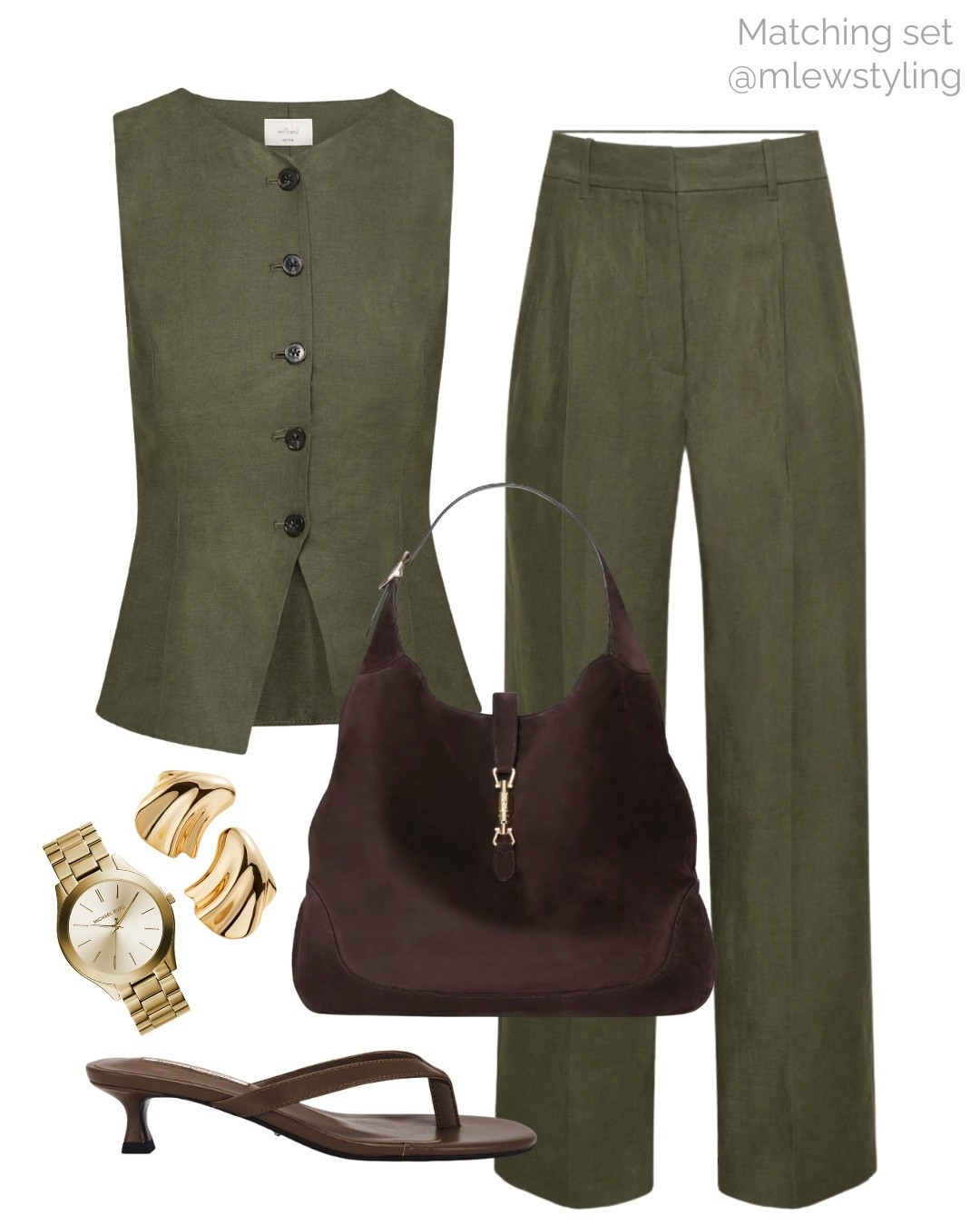 Summer office outfit 🌿

Tags: aritzia linen vest, green effortless pants, tailored trousers, green waistcoat, brown suede Gucci bag, gold watch, kitten heel thong sandals, early autumn workwear, work outfit 

#LTKShoeCrush #LTKWorkwear #LTKItBag