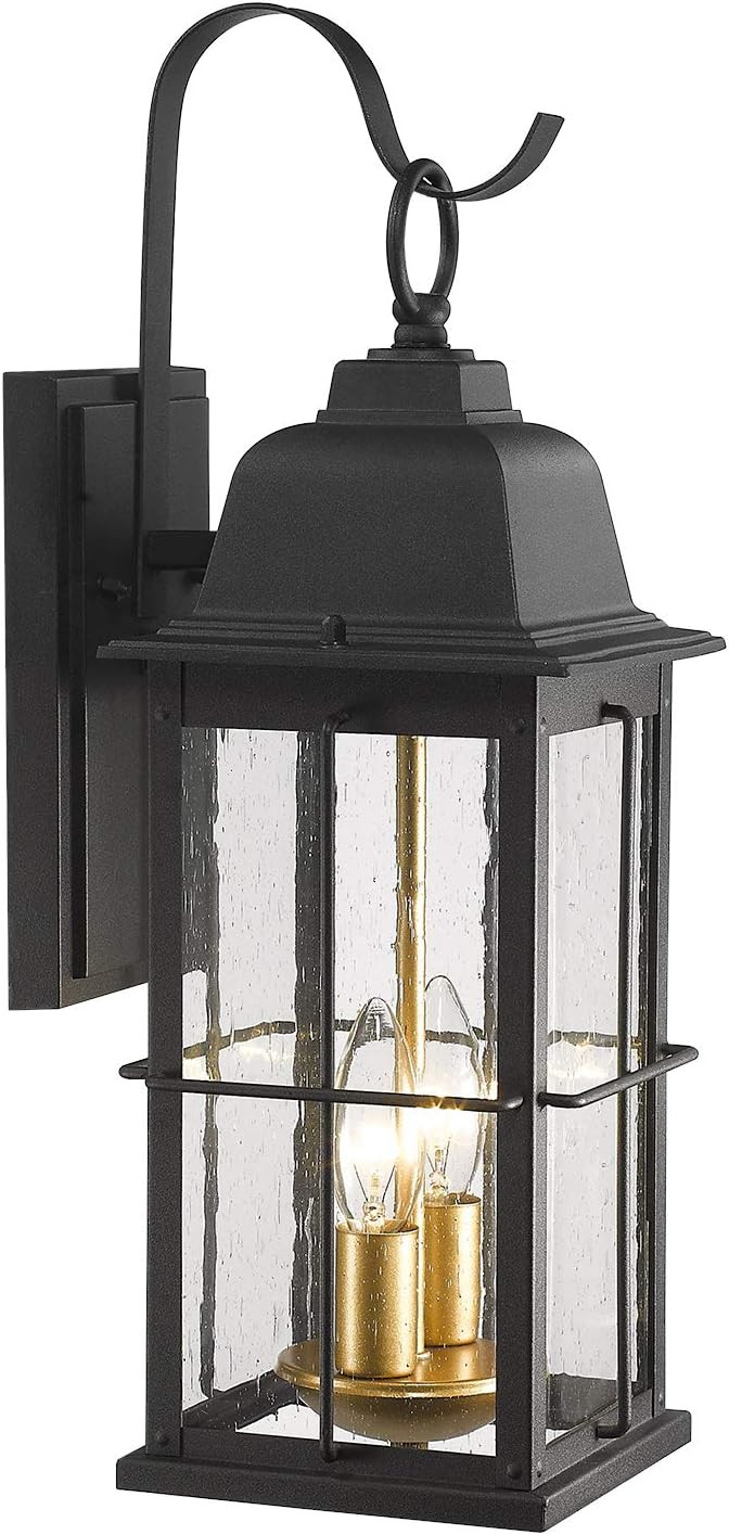 zeyu Exterior Porch Light Fixtures, 17 inch Outdoor Wall Sconce for House in Black and Gold Finis... | Amazon (US)