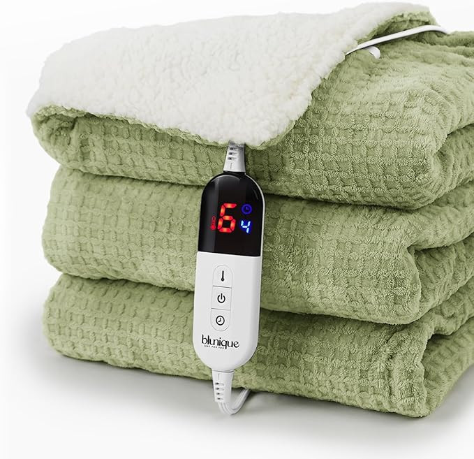 Heated Blanket Electric Throw Waffle, 50x60 Inches Sherpa Fleece Fast Heating Blanket 6 Heating L... | Amazon (US)