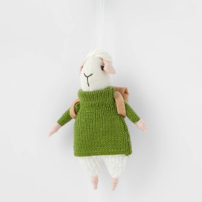 Dressed Sheep in Sweater Christmas Tree Ornament Dark Green - Wondershop&#8482; | Target