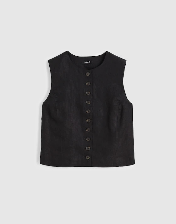 Button-Front Shell Top in 100% Linen | Madewell