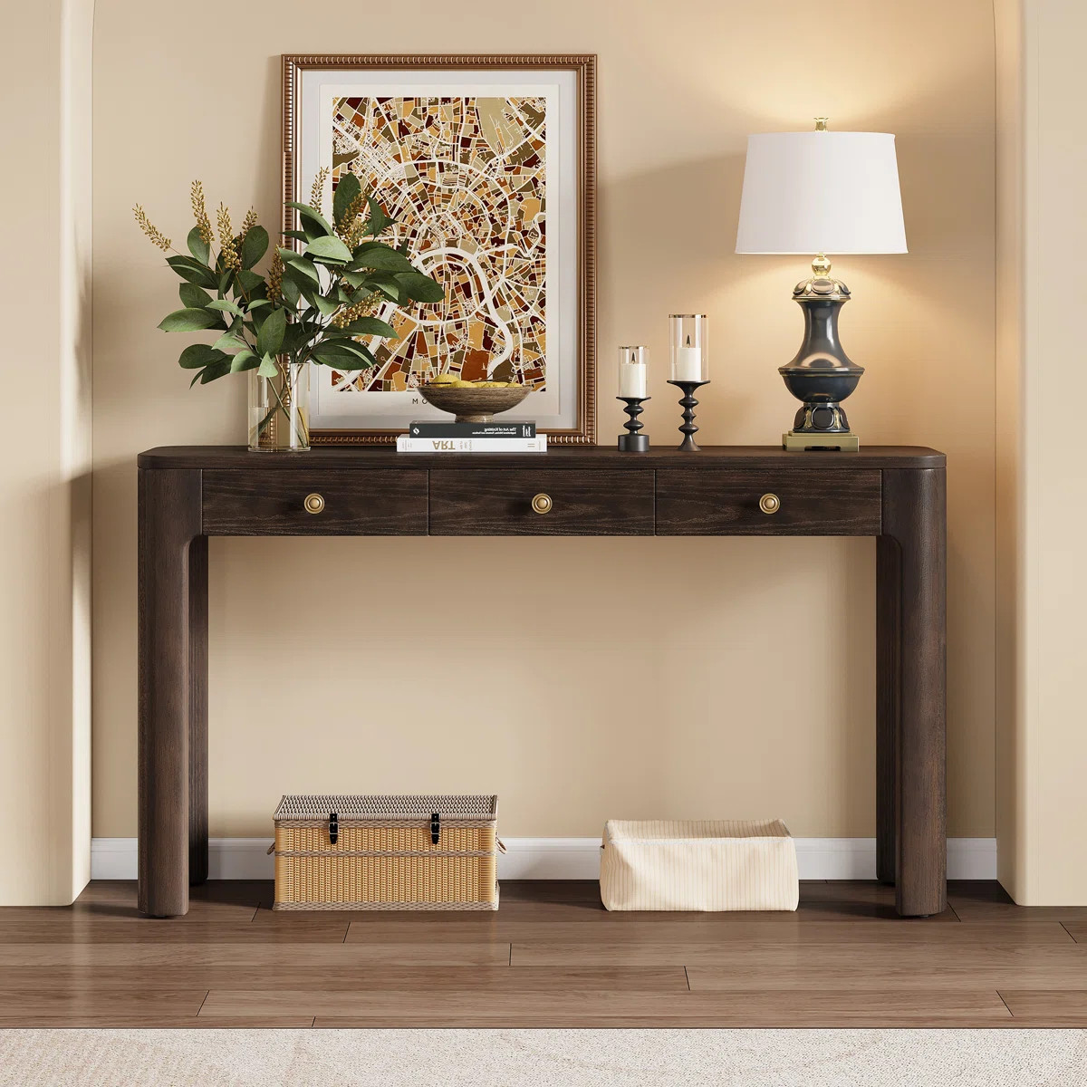 Solstice Classic Retro Console Table With 3 Drawers And Solid Wood Legs | Wayfair North America