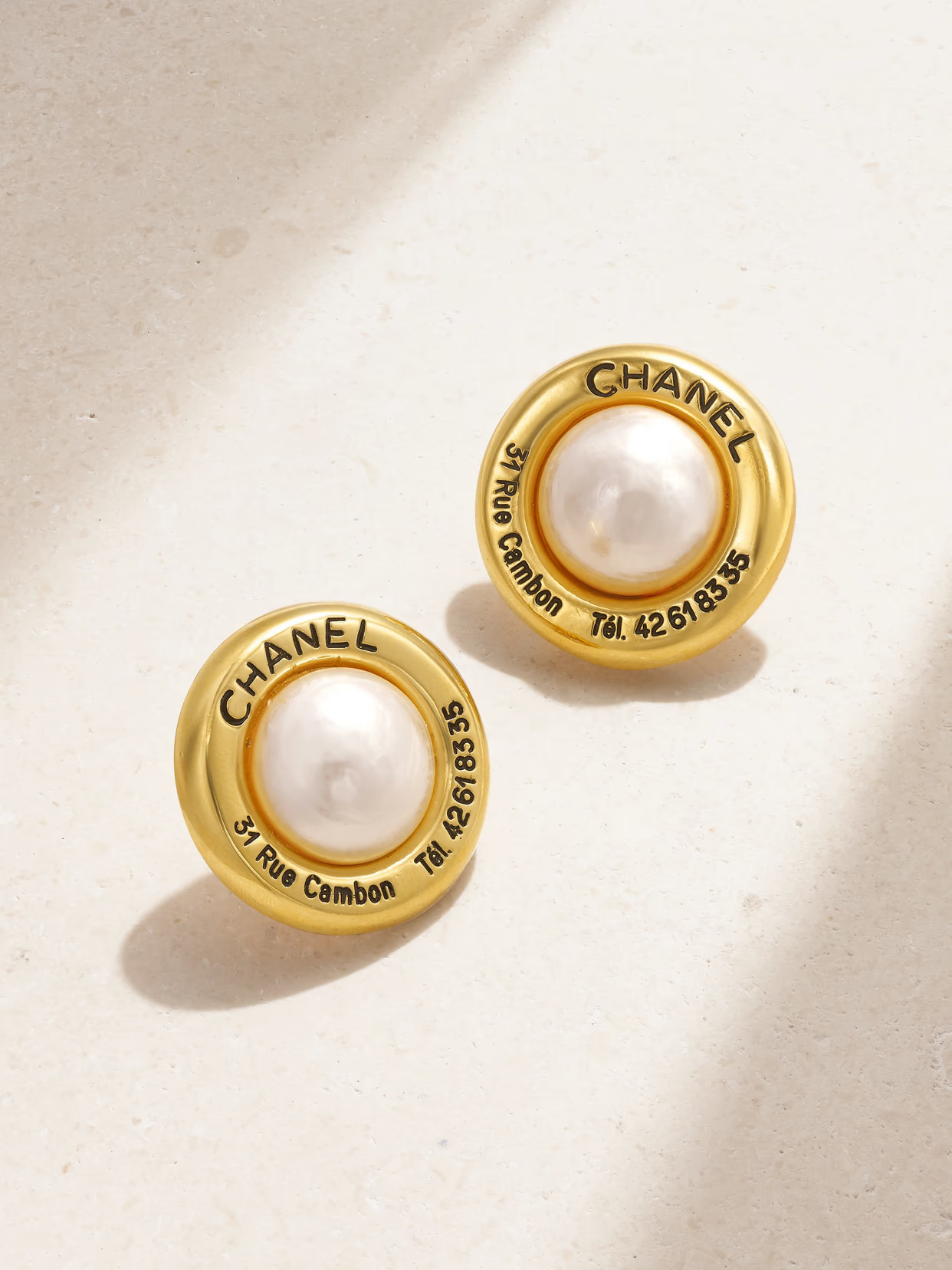 VINTAGE CHANEL - Gold-plated Faux Pearl Clip Earrings - One size | NET-A-PORTER (US)