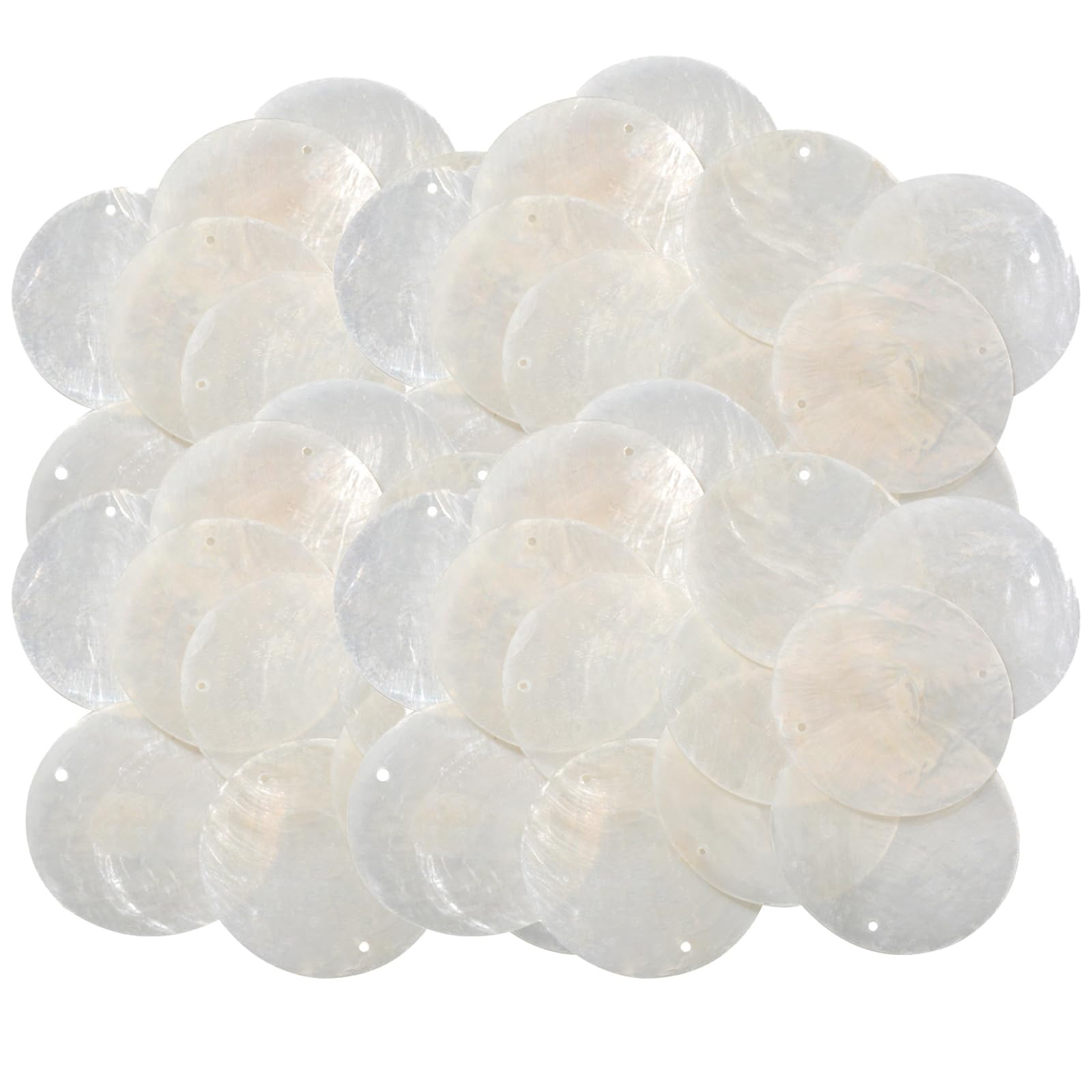 60 Pcs Round Capiz Shells, 2 Inches Round Natural Capiz Sea Shells with 2 Holes White Shells Piec... | Amazon (US)